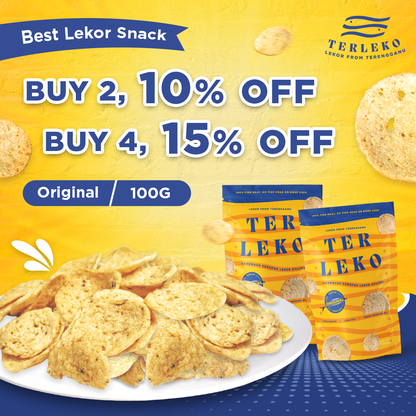 [Buatan Terengganu] Terleko's Keropok Lekor Syiling - 100G (Original)